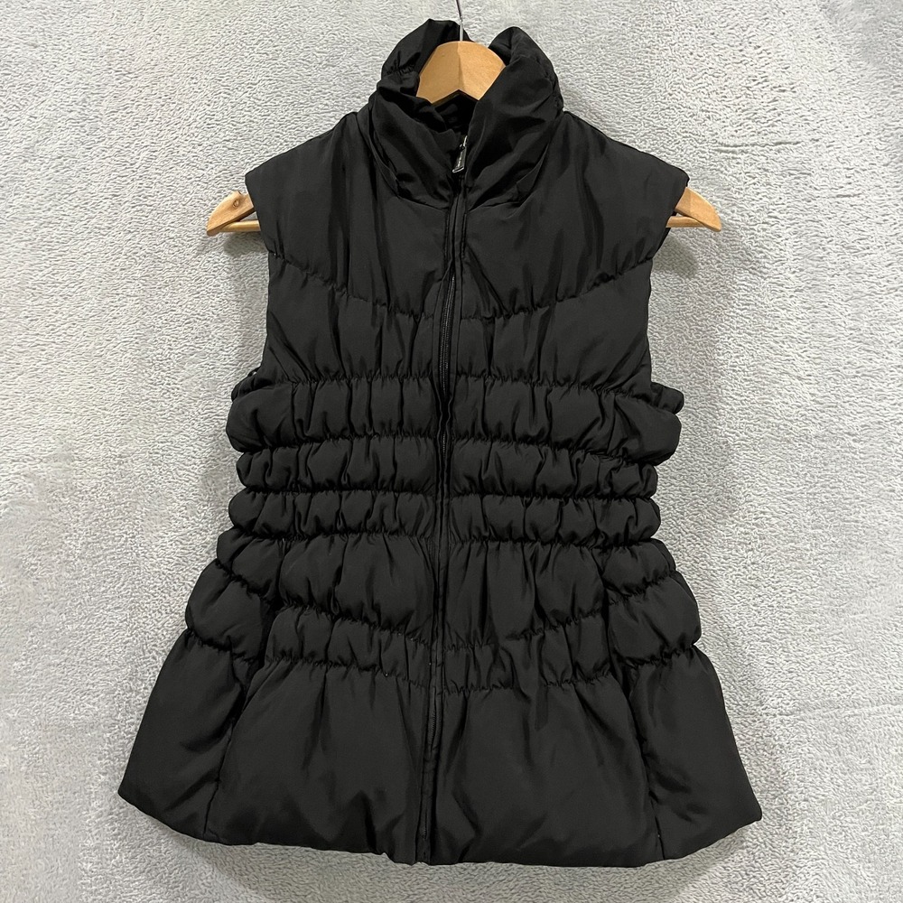 MICHAEL KORS Down Puffer Vest Womens Small Black Full Zip Water Fowl Grunge‎